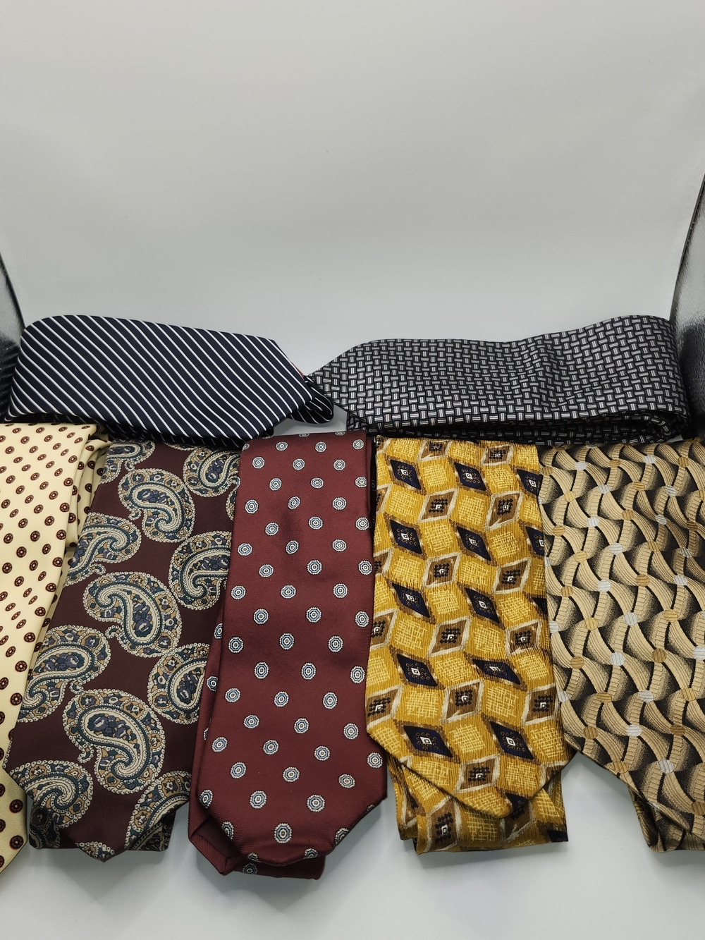 Lot of 7 Men's 100% Silk Silk Ties Italian/Vintage/Geometric/ Paisley Bundle